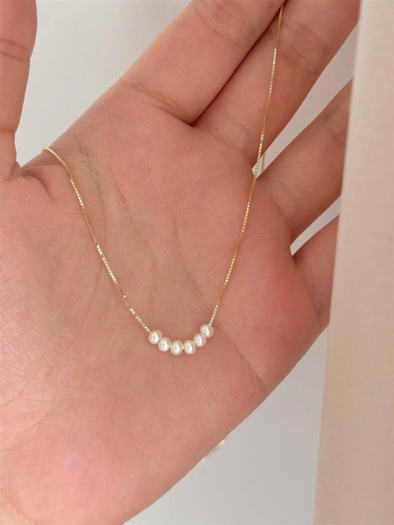 Aideyueding Premium Freshwater Pearl Necklace for Women, Collarbone Chain Jewelry, Anniversary Birthday Gift for Girlfriend Or Wife on May 20 1
