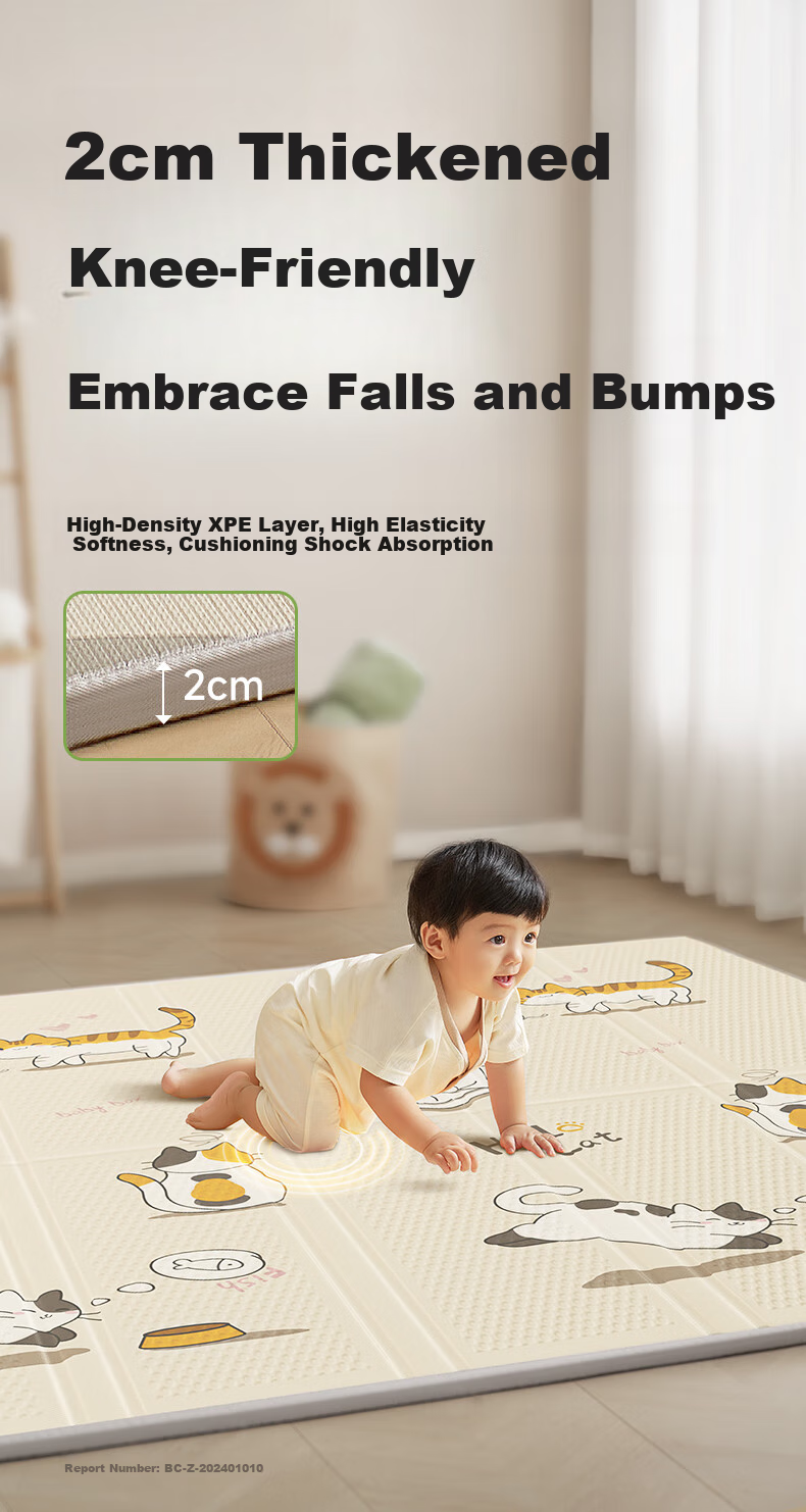 Beiboshi Babybox Cat Paw Crawling Mat, Infant Play Mat, Antibacterial XPE Thickened Foldable, 200*180*2cm 6