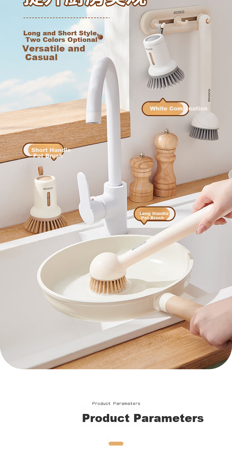 Ecoco Cup Brush Water Cup Cleaning Tool Baby Bottle 3-in-1 Multifunctional Long Handle Cup Brush E25203 White 15