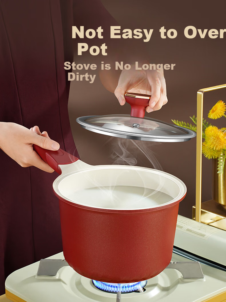 SSN Ceramic Milk Pot, 18cm Non-Stick Pot, Baby Food Cooker, Deep Milk Pot for Heating Milk, Specialized Pot for Boiling Milk, Suitable for Home Use 3