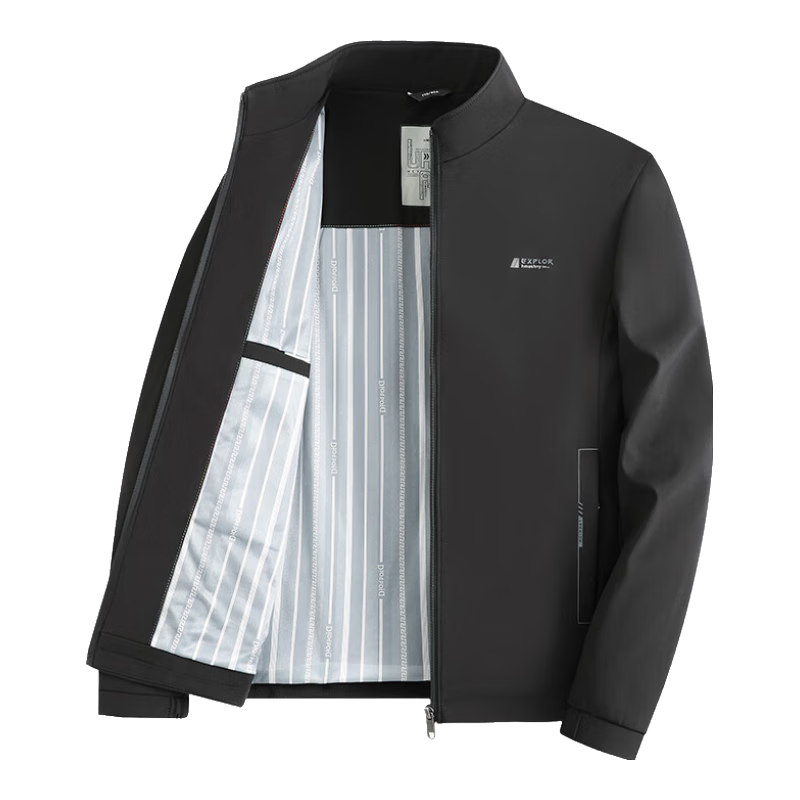 TUCANO Men's Spring Autumn Stand Collar Business Casual Executive Jacket Fashion Versatile Comfortable Top Black 3XL
