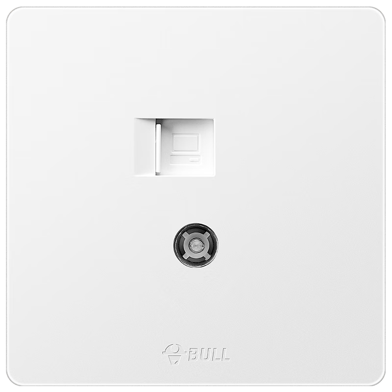 BULL Switch Socket G12 Series Two-Gang Computer with TV Socket Cream Style 86 Type G12T223 Frost White