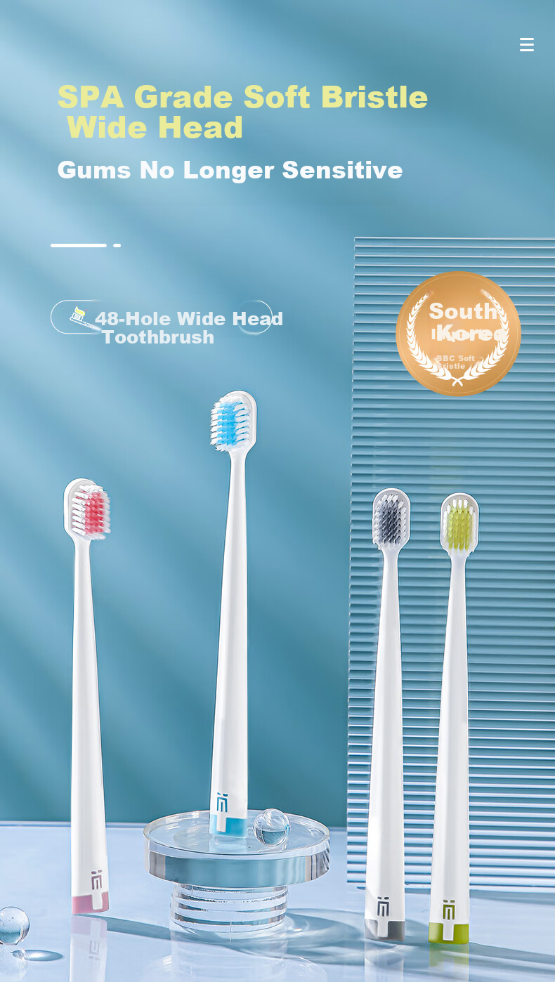 Jijianshenghuo [Promoted by Sales Team] Classic 48-Hole Wide-Head Soft Bristle Toothbrush for Women And Men, Sensitive Teeth Protection, Adult, 2 Pieces 2
