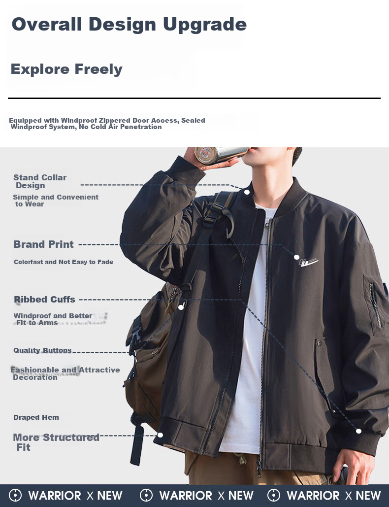 Huili Men's Jacket for Spring And Autumn Outdoor Windbreaker Casual Jacket American-Style Flight Suit Military Green Size L 6