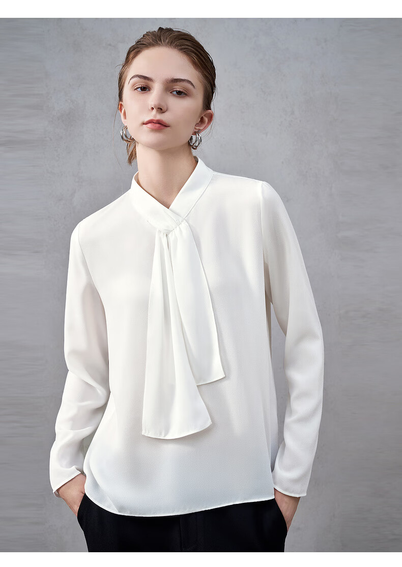 G2000 Textured Ribbon Design Women's 2025 Autumn Winter Comfortable Long Sleeve Casual Shirt Mall Same Style 5