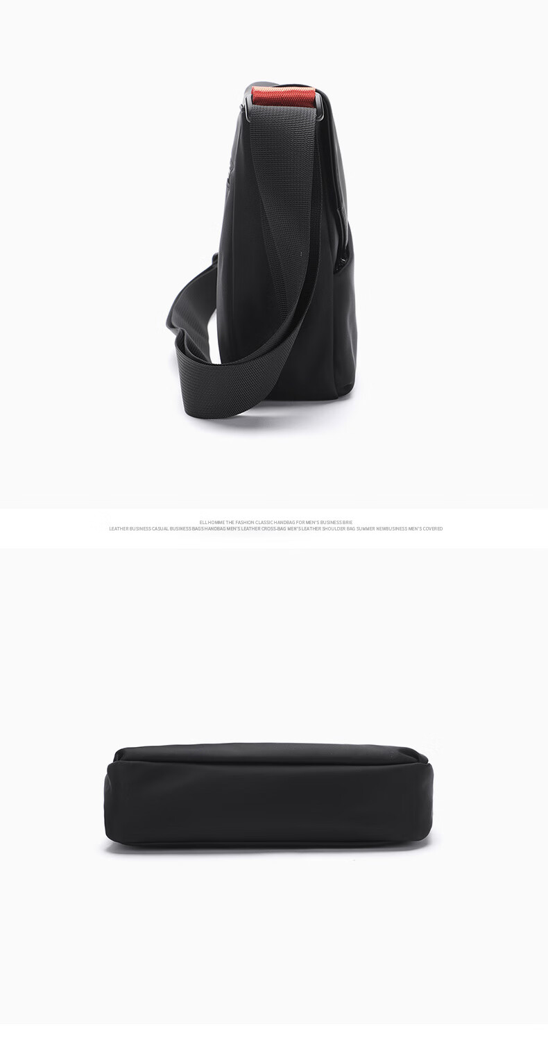 ELLE HOMME Men's Single Shoulder Bag Trendy Lightweight Canvas Crossbody Bag Water-Resistant Casual Phone Bag Black 4731 6