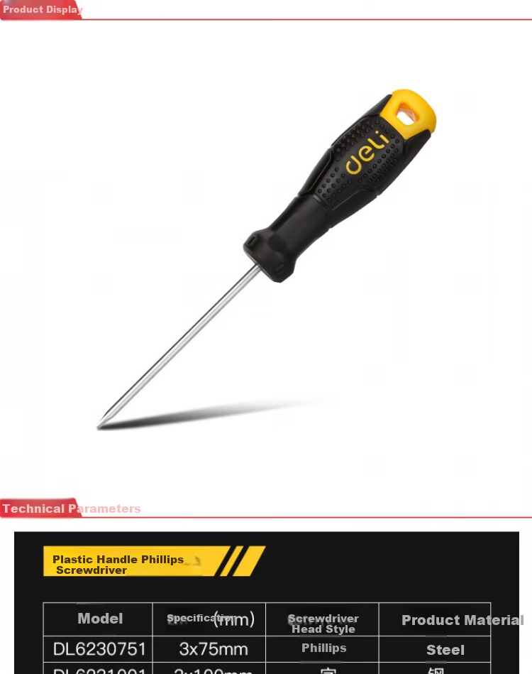 DELIGONGJU Deli Plastic Handle Flat Screwdriver 6x150mm DL6261501 (Random Delivery of New And Old Products) 1
