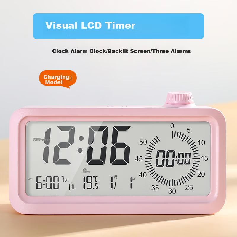 Compas Electronic Student Alarm Clock, Visual Timer, Children's Countdown Time Management Tool, Essential for Back-To And Graduation Seasons, 2318 Pink Rechargeable Model for School Seaso