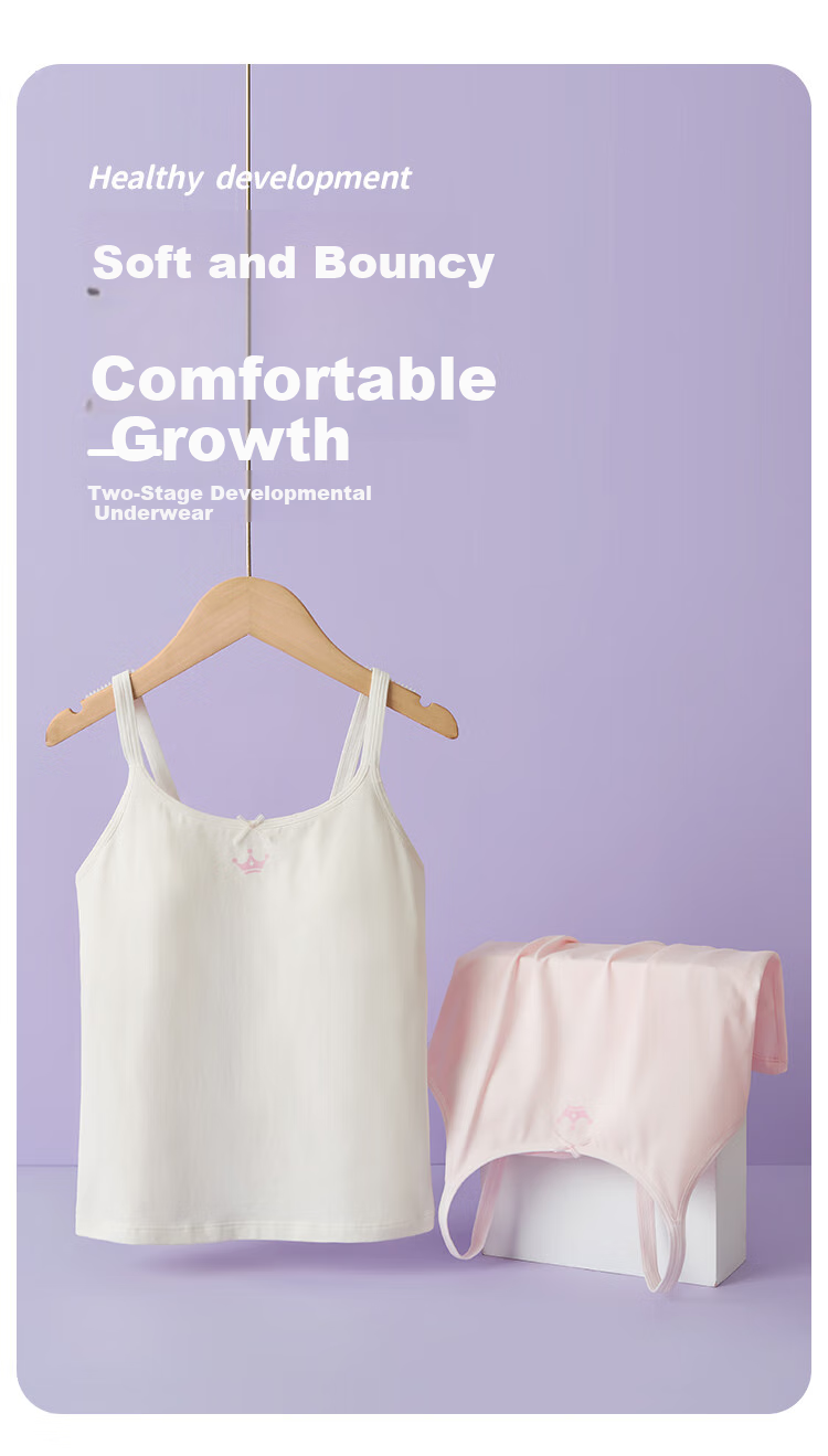 DEESHA [With 2 Coasters] Second Stage Developmental Period 12-16 Years Old Cotton-Spandex Girls' Bra Underwear Camisole 1