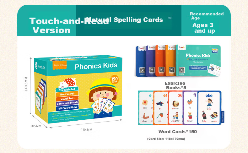 Shalin SAALIN English Enlightenment, 220 High-Frequency Words Flashcards, Children's Toy Sight Words for First Grade 24