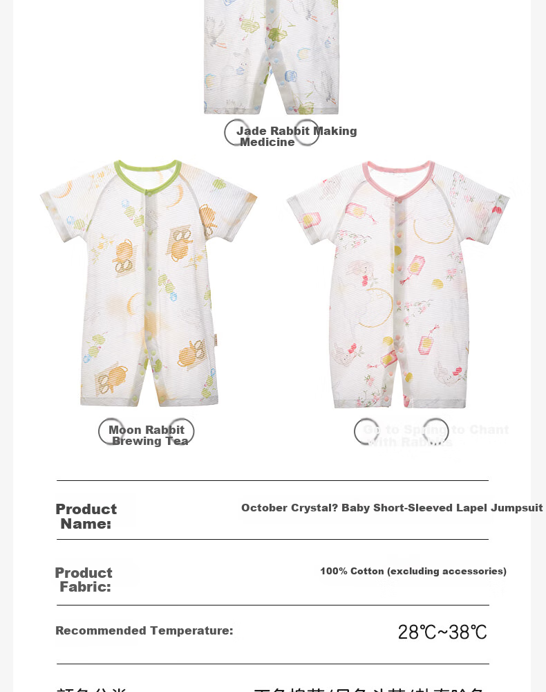 Shiyuejiejing Baby Romper, Summer Thin Short-Sleeve Pure Cotton Onesie Bodysuit Newborn Clothes Class A 10