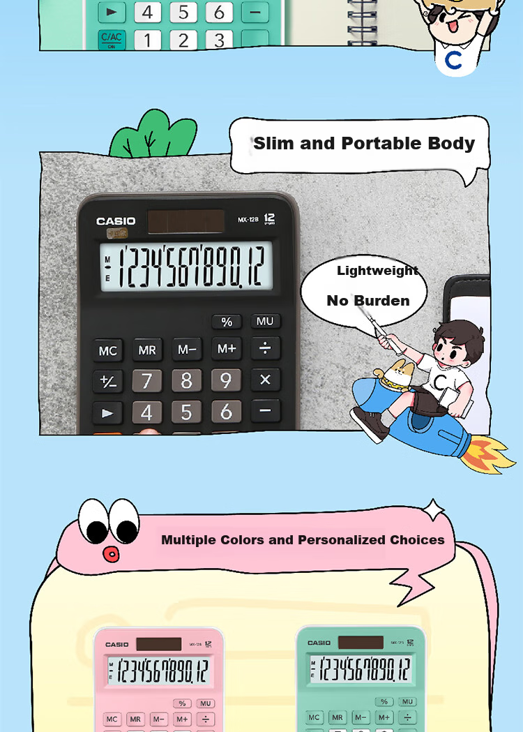 CASIO 60th Anniversary Limited Edition Desktop Office Calculator 12-Digit Display Solar Dual Power Portable Stylish Maple Leaf Red 6