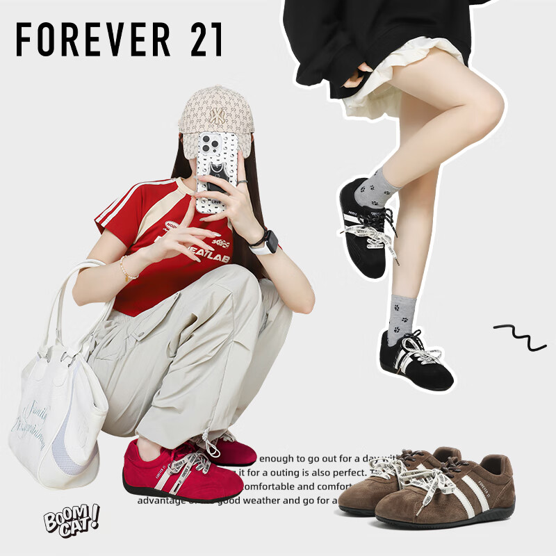 FOREVER21 Women's Red Derby Shoes 2025 New Summer Genuine Leather Retro Racing Sneakers Thin Sole Casual Skate Shoes