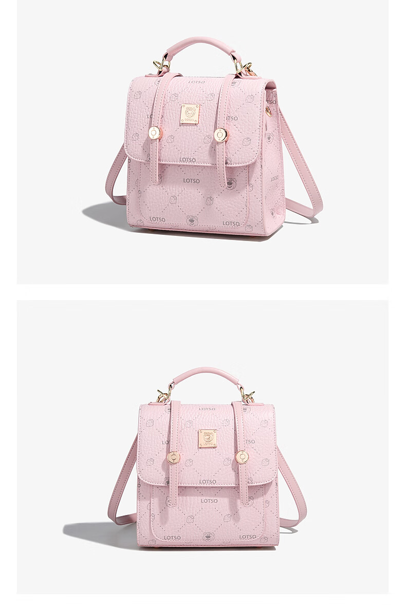 Disney & ORVE Joint Logo Single and Double Shoulder Convertible Crossbody Handheld Cambridge Bag Large Capacity Student Daily Commuting Pink 18