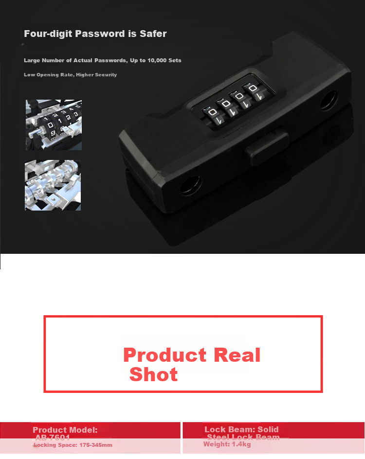 Aoben Password Lock 7601, Glass Door Lock for Double-Opening Commercial Use, Anti-Pry Lock, Office And Shop Use, Shear-Resistant U-Shaped Door Lock 8