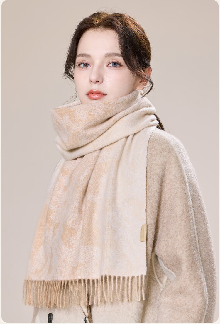 JIUMU 100% Cashmere Scarf Women Autumn Winter Shawl Warm Neck Warmer Female New Year Birthday Gift Box Set 4