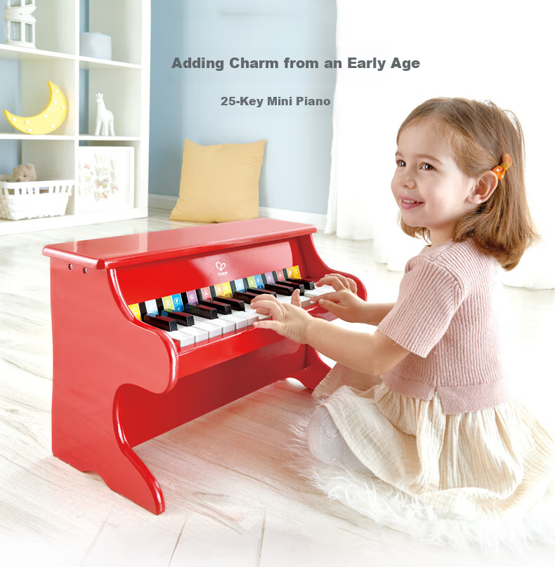 Hape (Germany) Wooden Piano Toy for Boys And Girls, 25-Key Piano Instrument, Black, Gift for Ages 3-6 E8463 1