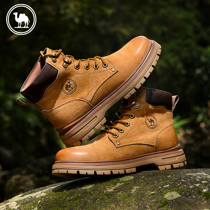 CAMEL Classic Outdoor Hiking Yellow Boots Men's Martin Outdoor Work Shoes P15W379009 Desert Yellow Size 43