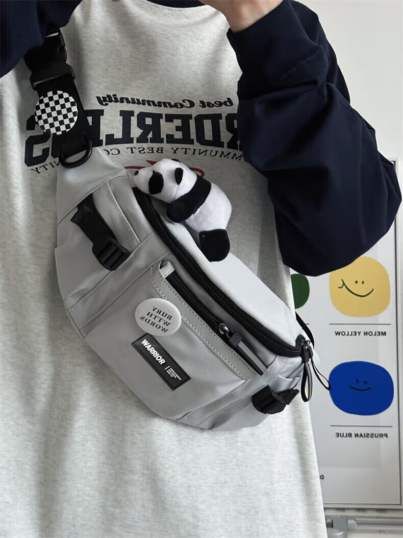 Huili Crossbody Bag for Men, Harajuku Workwear Style Sports Waist Pack, New Hong Kong Style Versatile Casual Student Cycling Shoulder Chest Bag for Wome 8