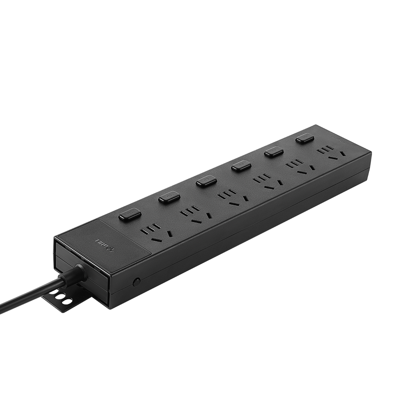 BULL PDU Desktop Overload Power Protection Under-Desk Gaming Cabinet Power Strip 6 Outlets with Individual Control 1.8m GNE-P1063E Black