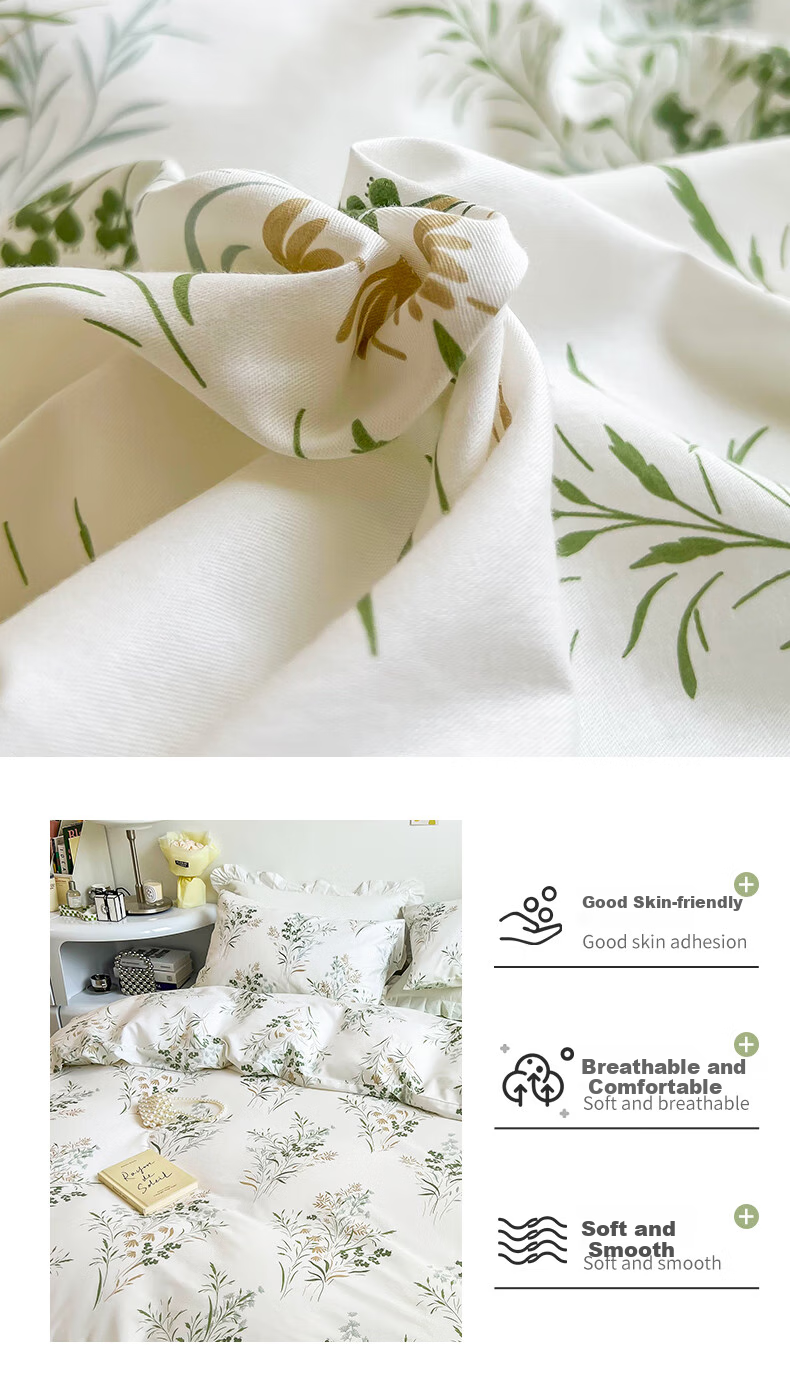 Grace 7A Antibacterial 100% Pure Cotton Bedding Set, Xinjiang Cotton Bed Linen, Duvet Cover And Sheet, 150*200cm, for 0.9/1.2 Meter Beds 4