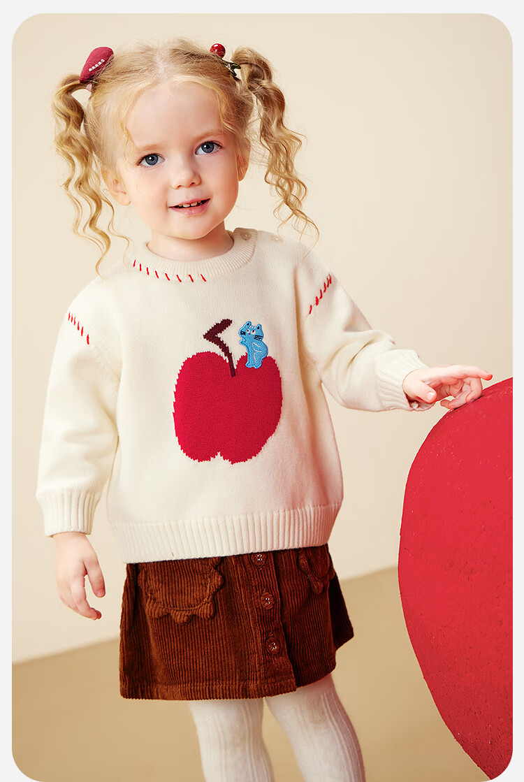 Minibala Kids Baby Sweater 2025 Winter Pure Cotton Lining Cute Animal Pattern Red Christmas Sweater 5