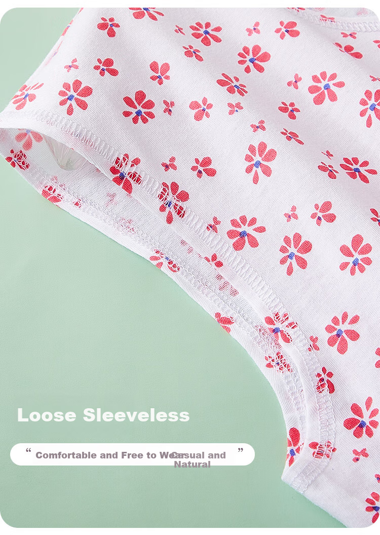 Hengyuanxiang [Pure Cotton] Middle-Aged And Elderly Women's Vest, Can Be Worn As Outerwear Or Undershirt, Loose Casual Vest for Seniors, Red Floral Patter 8