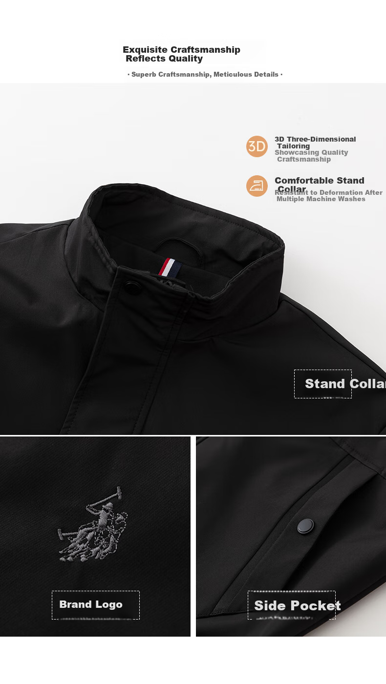 U.S. POLO ASSN. Men's Jacket, Autumn And Winter Business Casual Stand-Collar Jacket, Executive Style Commuter Outerwear for Men, Black, Size M 4