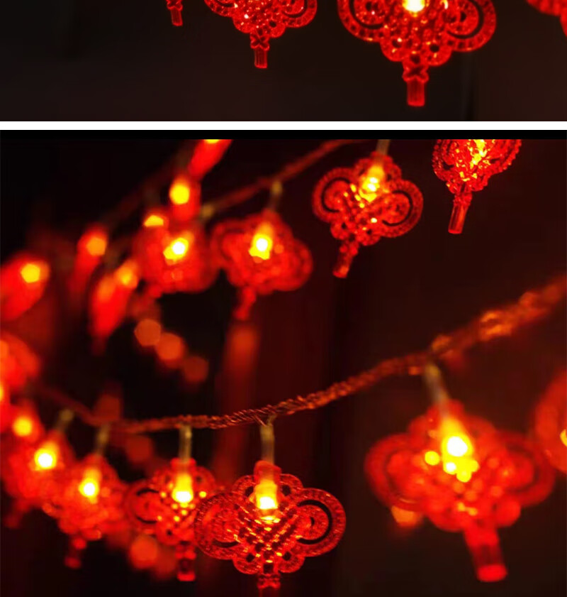 Eiperfic LED New Year Chinese Knot Mini String Lights Ambient Lights Festival Decoration Red Chinese Knot Light String 10m Plug-in EF-ZGJ-AC10 7