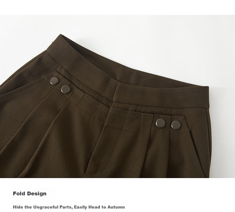 DME "Unconditionally Inclusive Leg Shape" Autumn Minimalist Design Patchwork Pleated Hem Decorative Button Straight Tube Concealed Meat Casual Pants 5