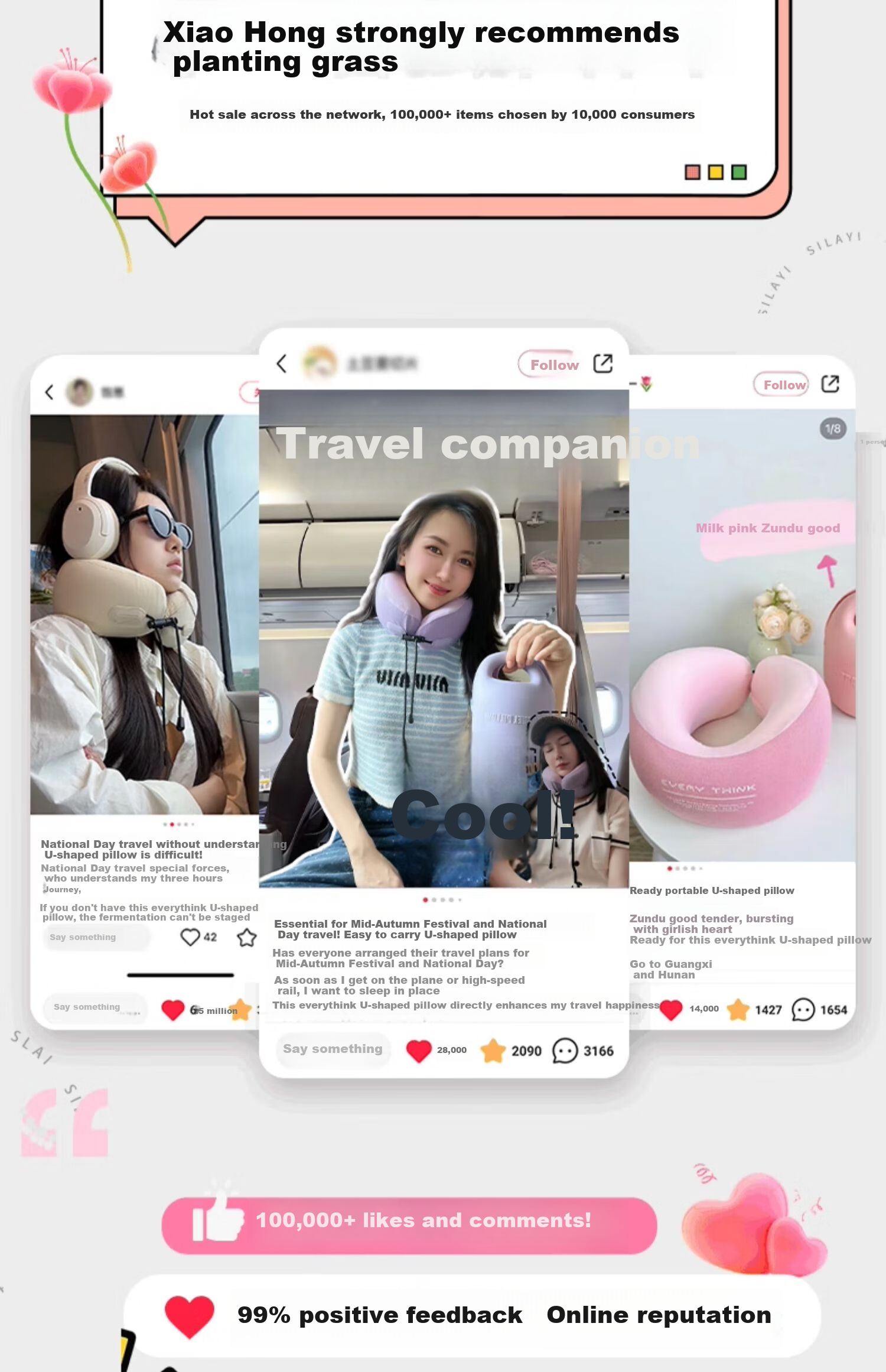 Shuidong Neck Support U-Shaped Pillow, Travel Neck Pillow for Airplane, Portable Long-Distance Journey Office Neck Support, Nap U-Shaped Pillow 3
