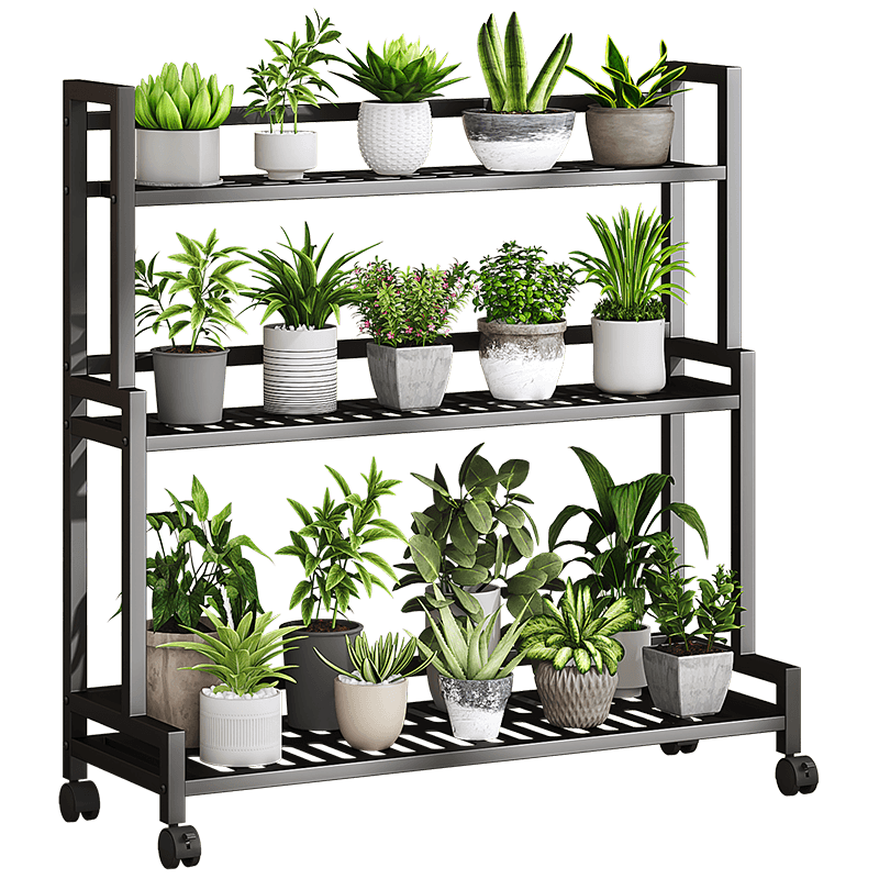 WOJIA Flower Stand, Floor-Standing Storage Rack for Living Room, Balcony Succulent Pot Holder, Iron Plant Shelf H9133