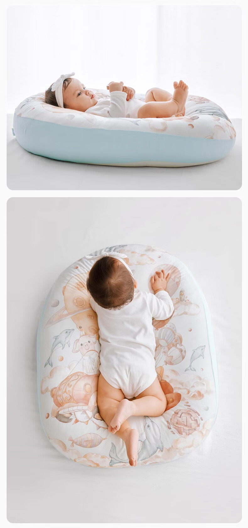 BUBBLE TREE [0-2 Years Old] Newborn Baby Extra Large Spine Support Inclined Pillow, Anti-Reflux And Gas Relief, Baby Feeding And Sleeping Aid 3