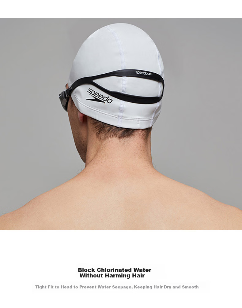 Speedo Classic Silicone-Coated Swim Cap with Three-Layer Fabric, Soft And Comfortable Swimming Cap, Black 4