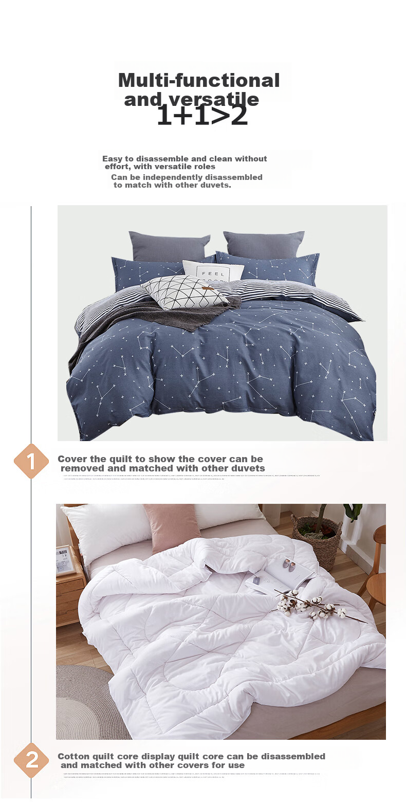 Yunjin Cotton Quilt with Duvet Cover, Pure Xinjiang Cotton Comforter for Single Person, Autumn And Winter Bedding, 6 Jin (3 Kg), 150x200cm, Star Patter 13