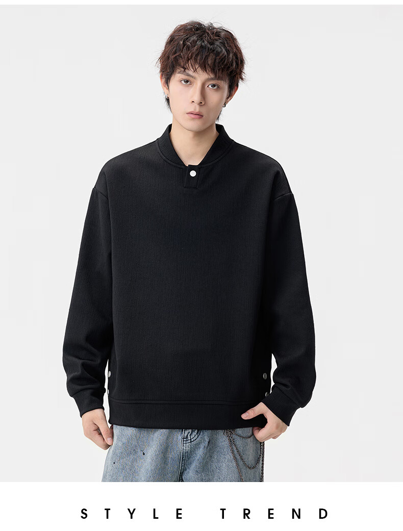 MMOPTOP Japanese Style Vintage Henry Collar Sweatshirt Autumn Winter Men's Warm Casual Sweatshirt MWY28 Coffee XL 7