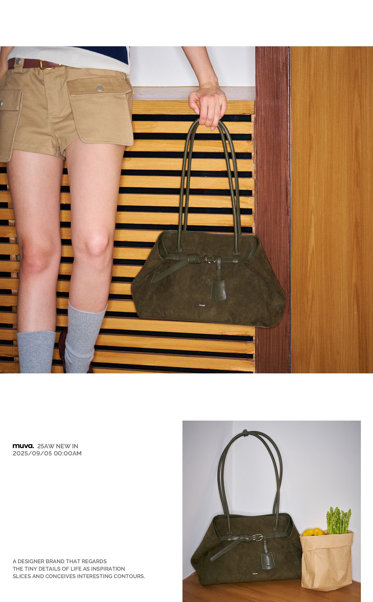 MUVA Folded Ear Large Capacity Women's Shoulder Bag New Commuter Tote Underarm Bag Caramel Brown 11