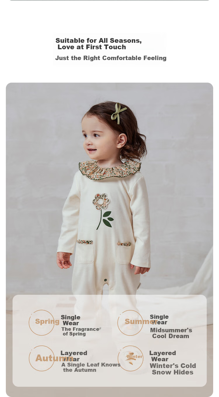 Babylove [Anxinrou] Baby Romper, Spring And Autumn Onesie, Cotton Bodysuit for Girls, Floral Fairy Tale Desig 2
