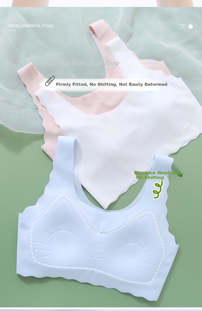 Ailier & ouluola Girls' Underwear for Ages 9-12, First Stage Developmental Stage for Elementary School Students, Big Girls' Camisole, Teen Bra, White, XL 3