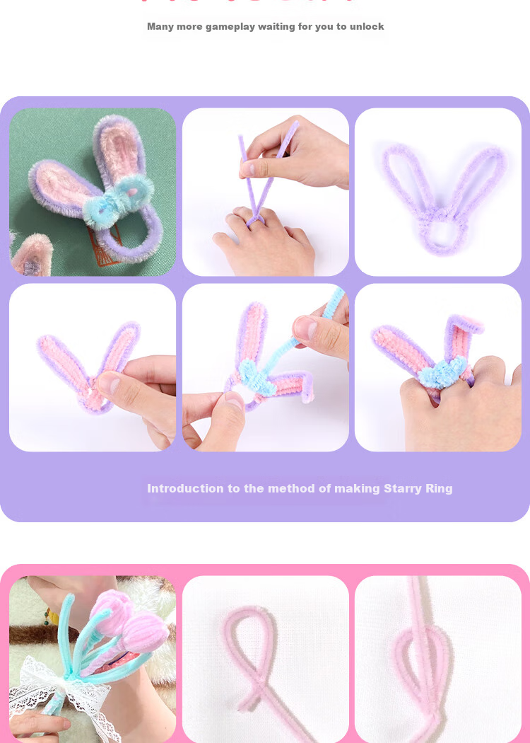 Letrel Twist Tie Bouquet Macaron Hair Tie DIY Craft Kit, Handmade Material Set for Children's Birthday Gift for Boys And Girls 9