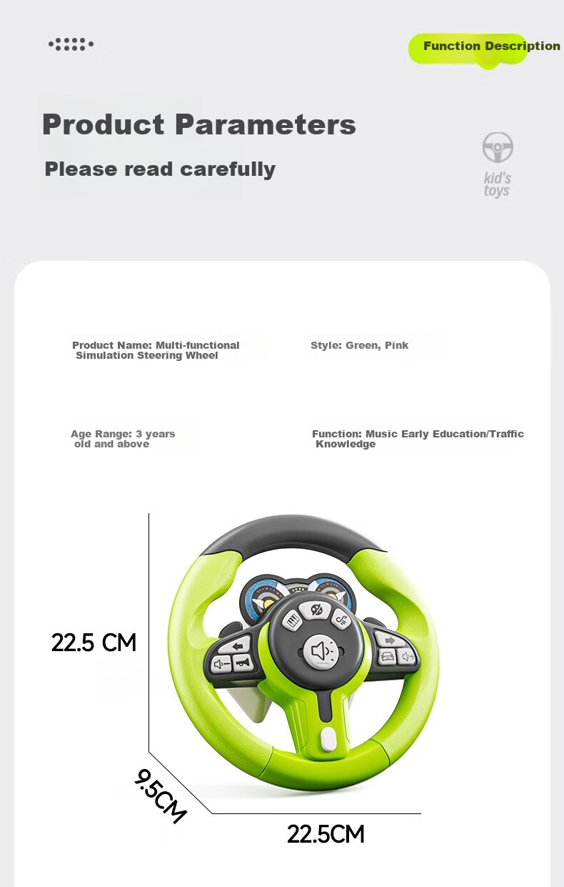 Mabaozibao Baby Car Steering Wheel Toy, Realistic Co-Driver Seat, Simulated Car for Toddlers And Young Children, Ages 1-3 Years Old 10
