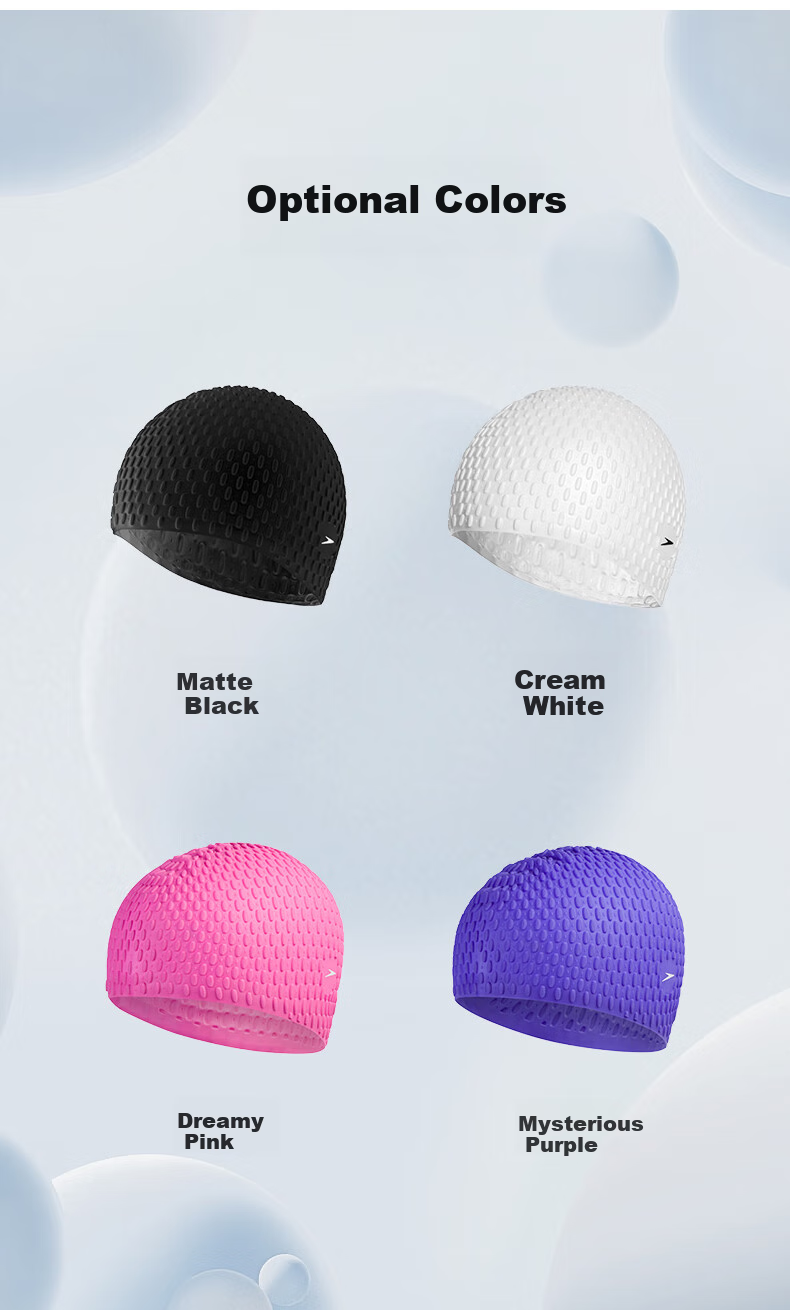 Speedo Bubble Swim Cap, Low Temperature Warmth Comfortable Non-Binding Waterproof Hair Protection Silicone Swim Cap, Blue 7