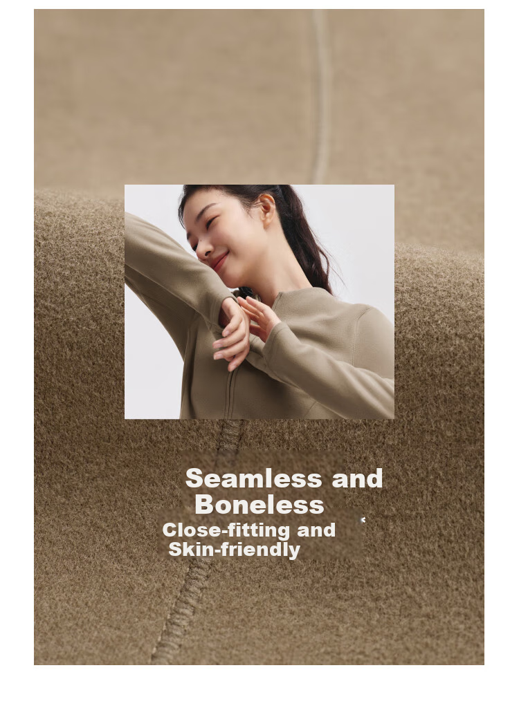 Beneunder Fleece Double Zipper Top for Women, Slim Fit, Elastic Long Sleeve, Skin-Friendly Inner Layer Base Shirt PM007 20