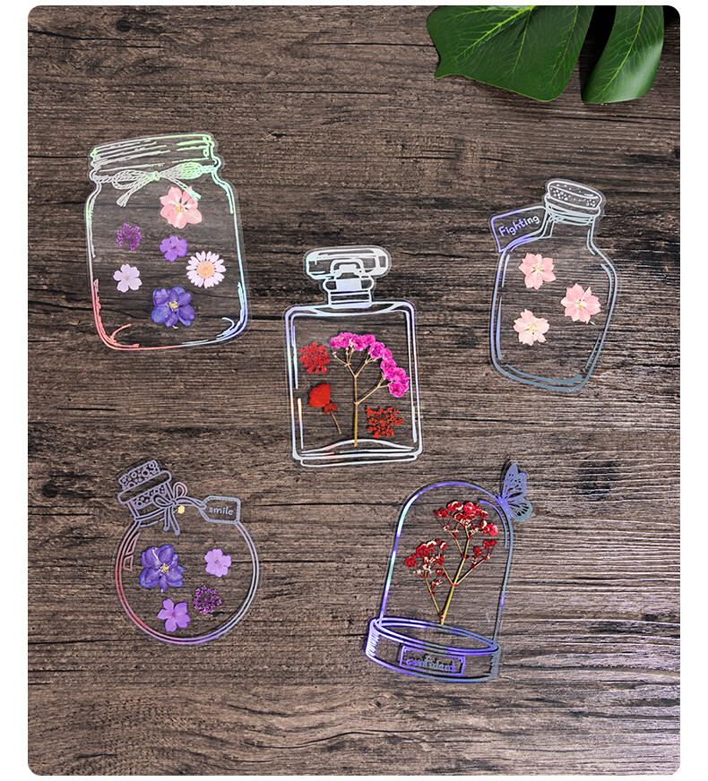 Tianse Transparent Dried Flower Bookmarks Handmade DIY Material Kit Leaf Specimen Laminated Plant Pressed Petals Back to School Set 20 Sheets TS-6132 11