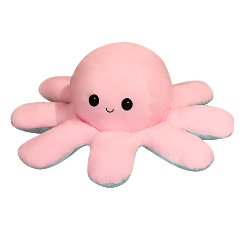Aishangxiong Face-Changing Octopus Plush Toy, Reversible Pillow Doll, Squid Stuffed Animal, Children's Birthday Gift for Girls