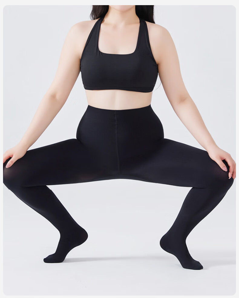 Afandi Black Plus Size Thermal Leggings for Women Autumn Winter High Waist Tummy Control Slimming Anti-Snag Wearable Tights 2