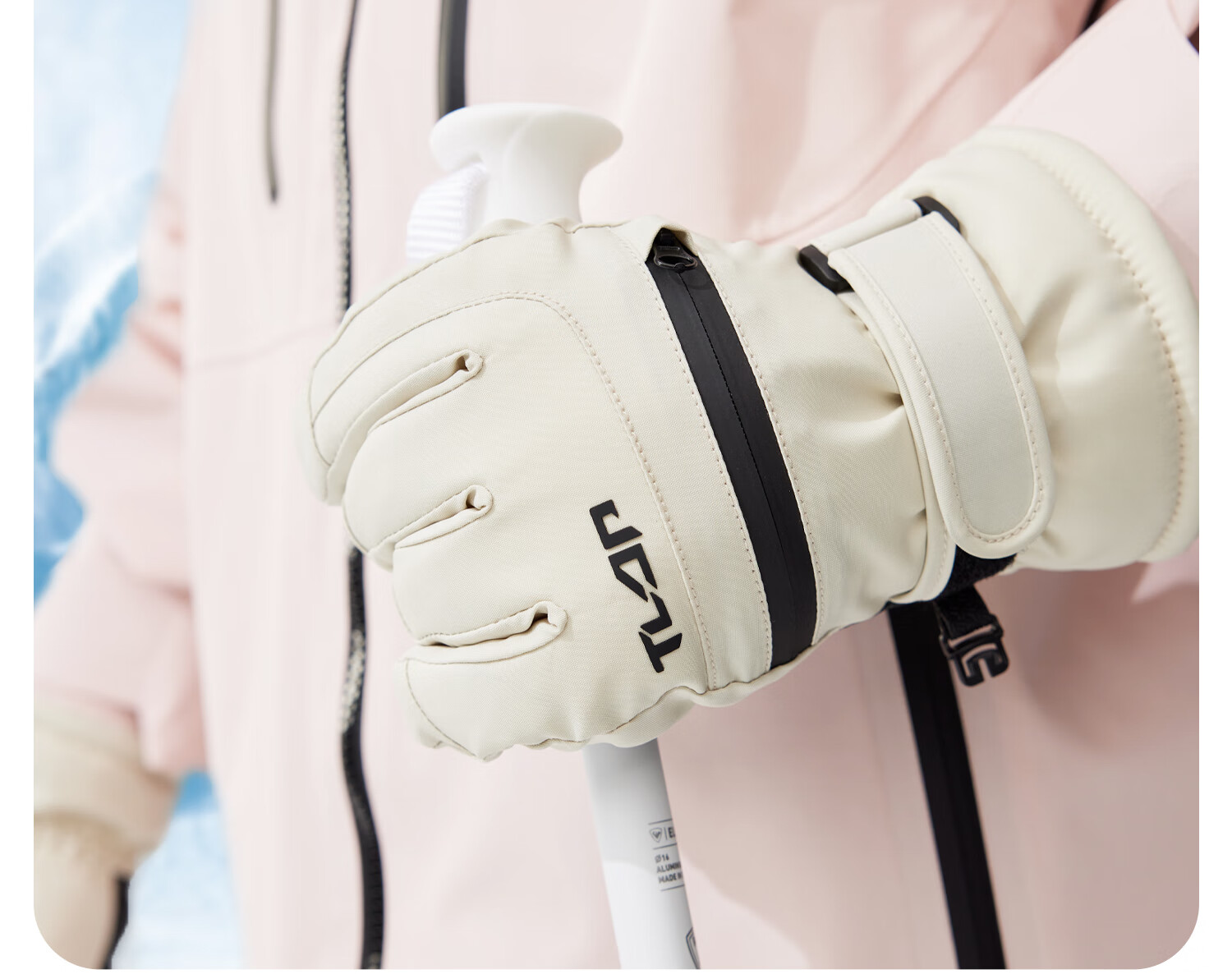 Yottoy Ski Gloves Snowboard Touchscreen Five-Finger Professional Carving Windproof Warmth Unisex Mist White | Long Fleece Thickened 4