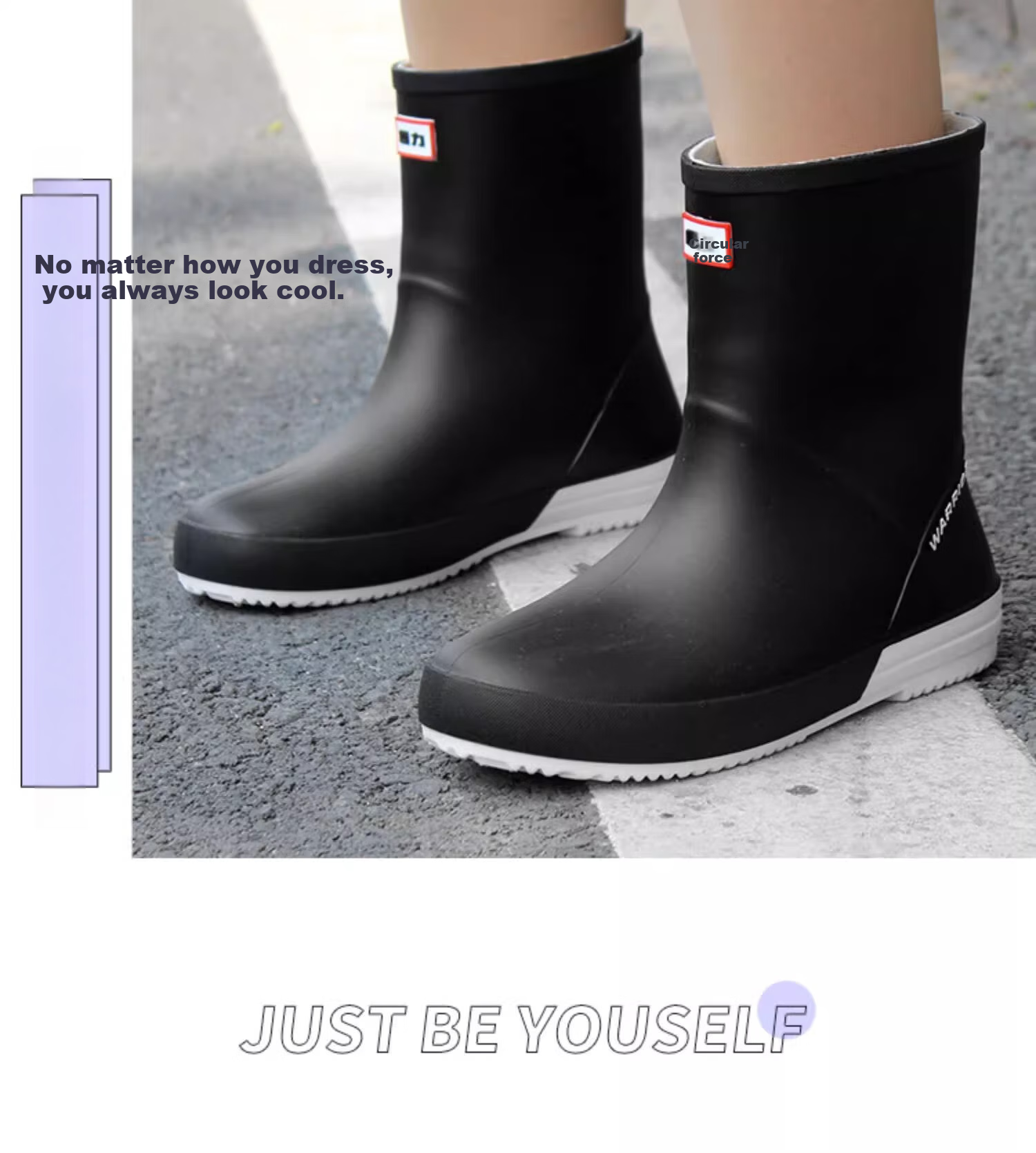 Huili Women's Fashion Outdoor Waterproof Shoes, Non-Slip Wear-Resistant Rubber Shoes, Rain Boots 13-1, Green, Size 37 5