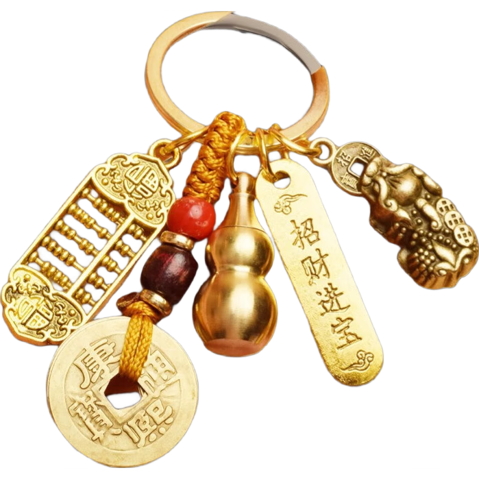 Youjialiangpin Wudiqian Keychain, Fortune Gourd Pixiu Pendant
