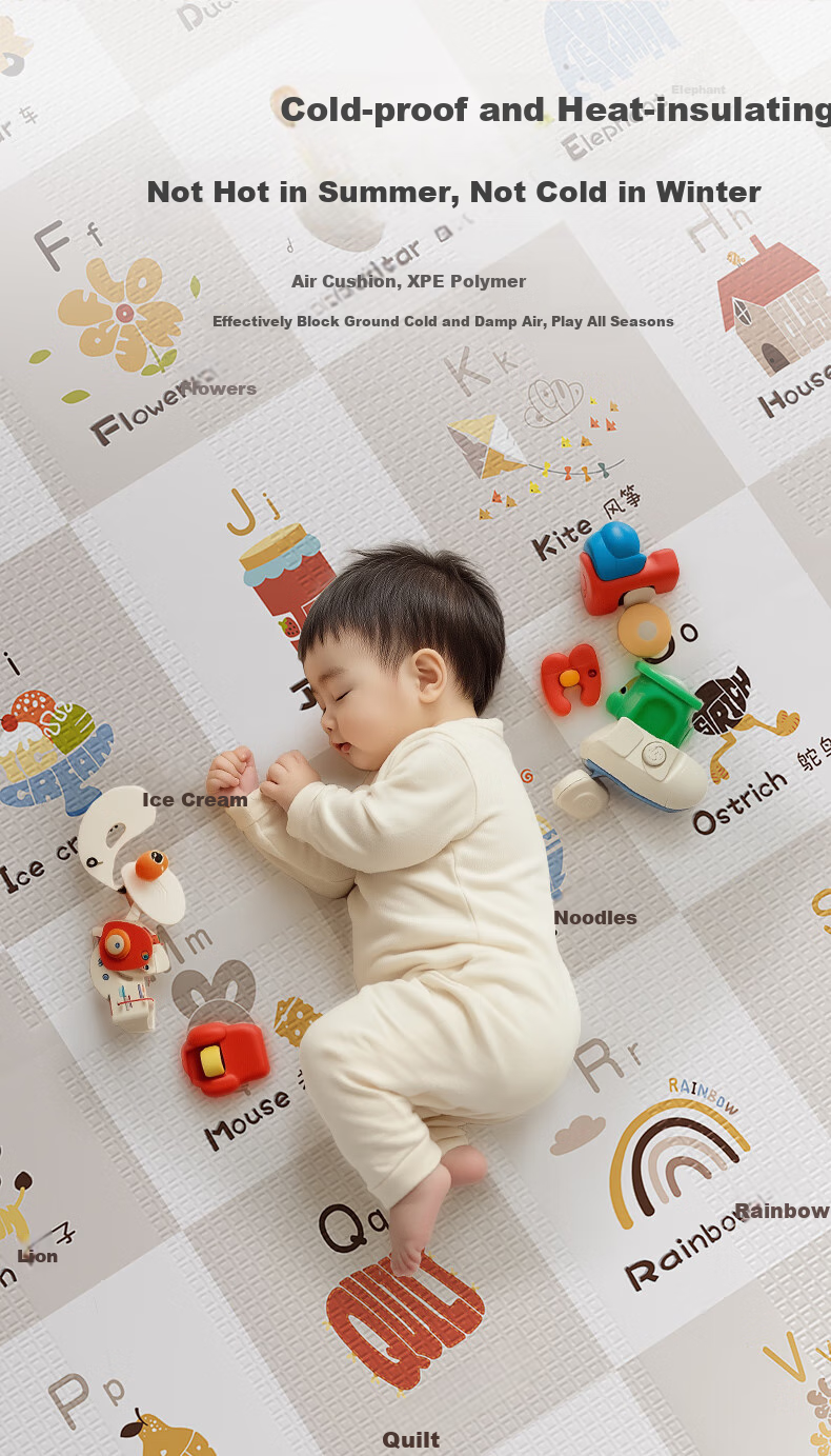 Tamengyu Crawling Mat, Baby Play Mat, Infant XPE Foldable Floor Mat, Foam Pad, Thickened Double-Sided Non-Slip, 2cm Gift 4